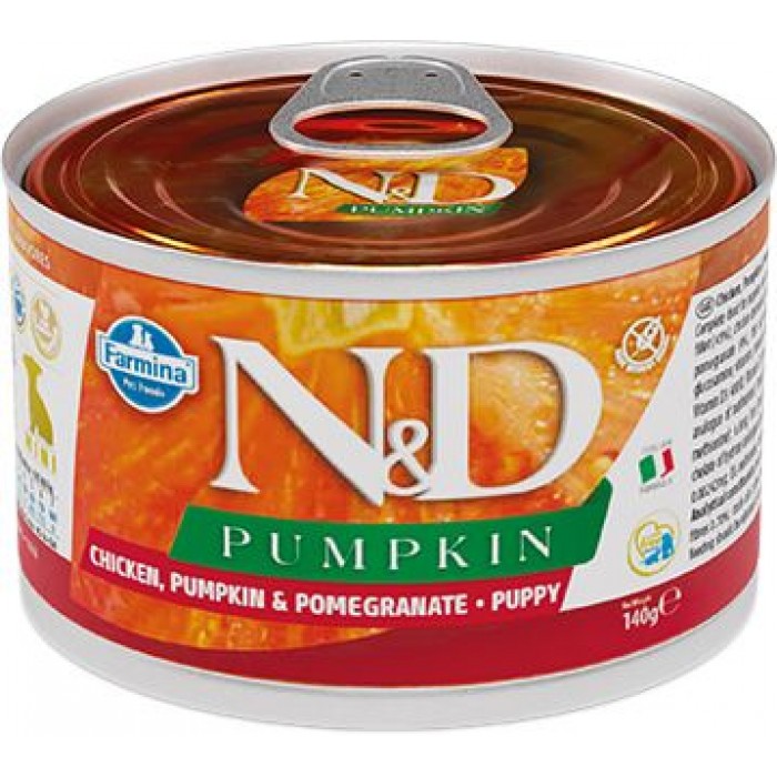 Farmina N&D Grain Free Pumpkin Chicken Puppy Mini для щенков мелких пород c тыквой, курицей и гранатом 140 г