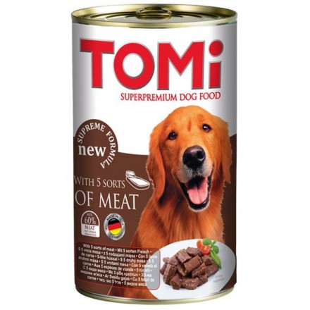 TOMI 5 KINDS OF MEAT вологий корм для собак з 5 видами м'яса в соусі  1,2 кг