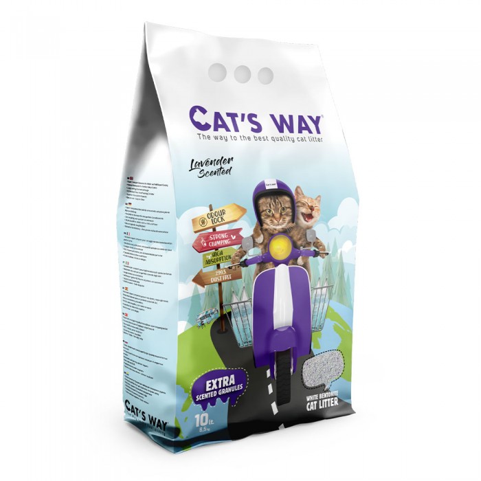 CAT'S WAY бентонитовый наполнитель для кошек с ароматом лаванды 10 л