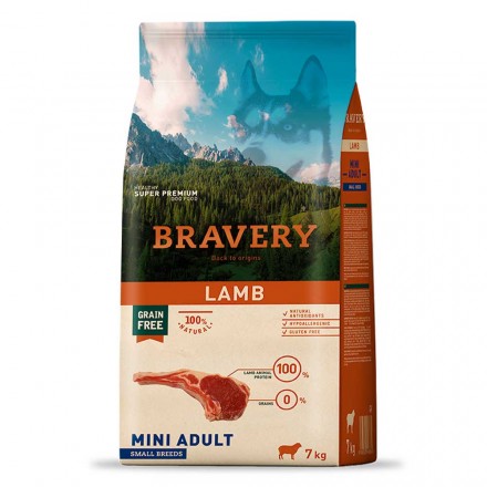 Bravery Lamb Mini Adult сухой корм для собак малых пород с ягненком 7 кг