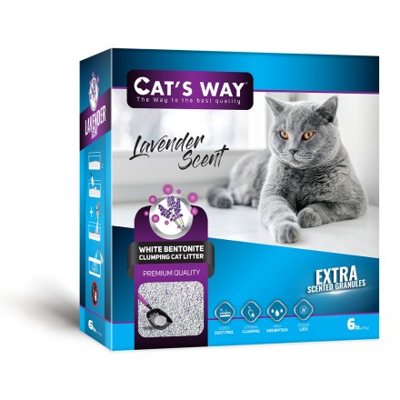 CAT'S WAY бентонитовый наполнитель для кошек с ароматом лаванды 6 л