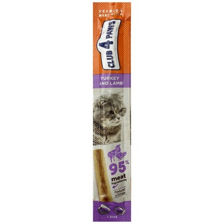 Club 4 Paws Premium м'ясні ласощі для котів з індичкою та ягням 5 г