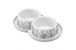 Moderna Trendy Dinner Maasai двойная миска для кошек (серо-белая) 2х350 мл