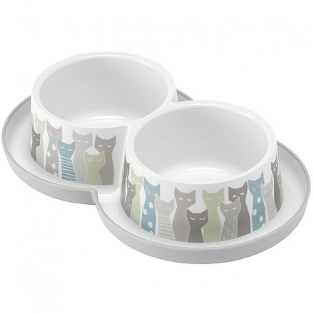 Moderna Trendy Dinner Maasai двойная миска для кошек (серо-белая) 2х350 мл