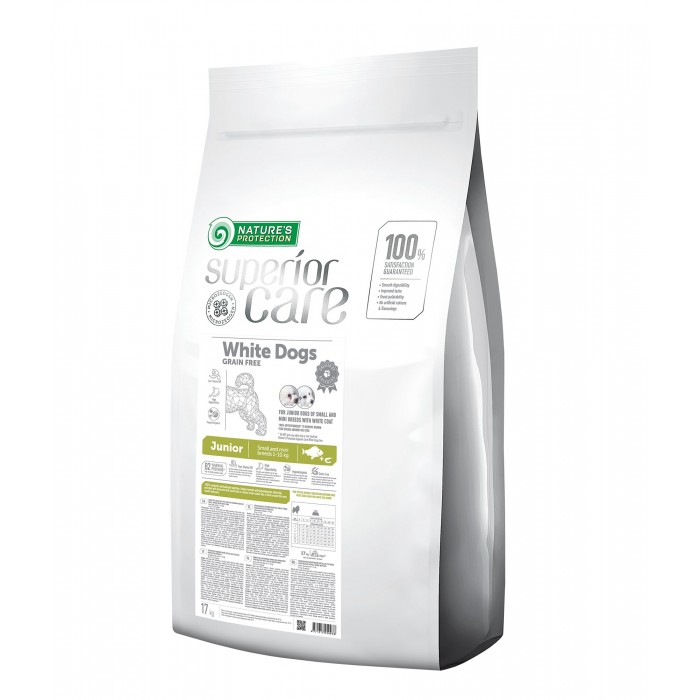 Nature's Protection Superior Care White Dogs Grain Free Junior Small and Mini Breeds с белым окрасом 17 кг