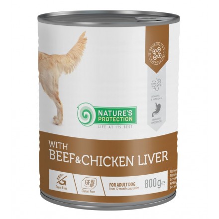 Nature's Protection Beef and Chicken Liver для собак с говядиной и куриной печенью 800 г*6шт.