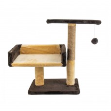 Пухнастики когтеточка для котов с диваном и полкой (джут) шоколад с бежевым 30×38×50 см