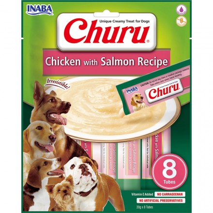 INABA Churu лакомство для собак сливочный мусс с курицей и лососем 20 г (8шт/уп)