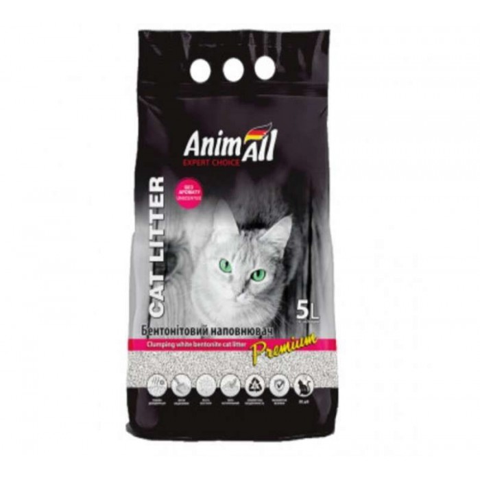 AnimAll Premium Classic бентонітовий наповнювач для котів без аромату 5 л