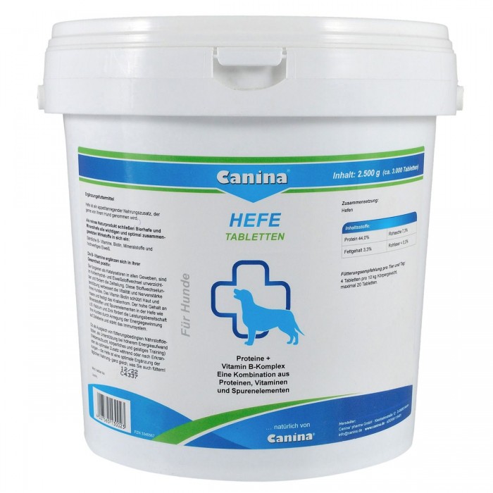 Canina Hefe дрожжевые таблетки для пищеварения с энзимами и ферментами для собак 2,5 кг/ 3100 таб.