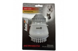AnimAll Groom масажна щітка з дозатором для собак і котів (сіра)