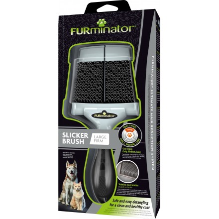 FURminator жорстка щітка-пуходерка для котів та собак з середньою та довгою шерстю розмір L 