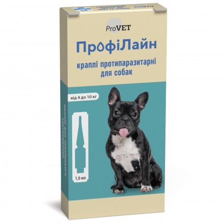 ProVET Профилайн капли противопаразитарные для собак от 4 до 10 кг (4 пипетки по 1,0 мл)