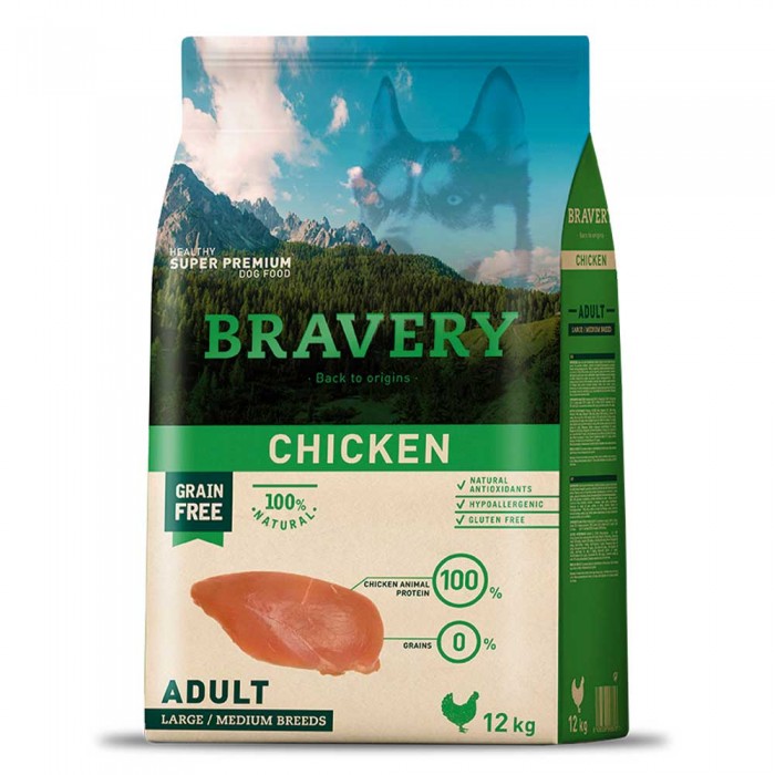 Bravery Chicken Adult Large/Medium сухой корм для собак средних и крупных пород с курицей 12 кг