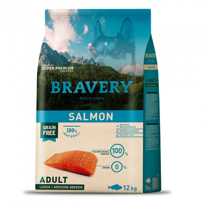 Bravery Salmon Large/Medium Adult сухой корм для собак средних и крупных пород с лососем 12 кг