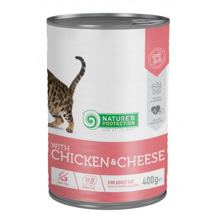 Nature's Protection with Сhicken & Сheese влажный корм с курицей и сыром для взрослых кошек 400 г*6шт.