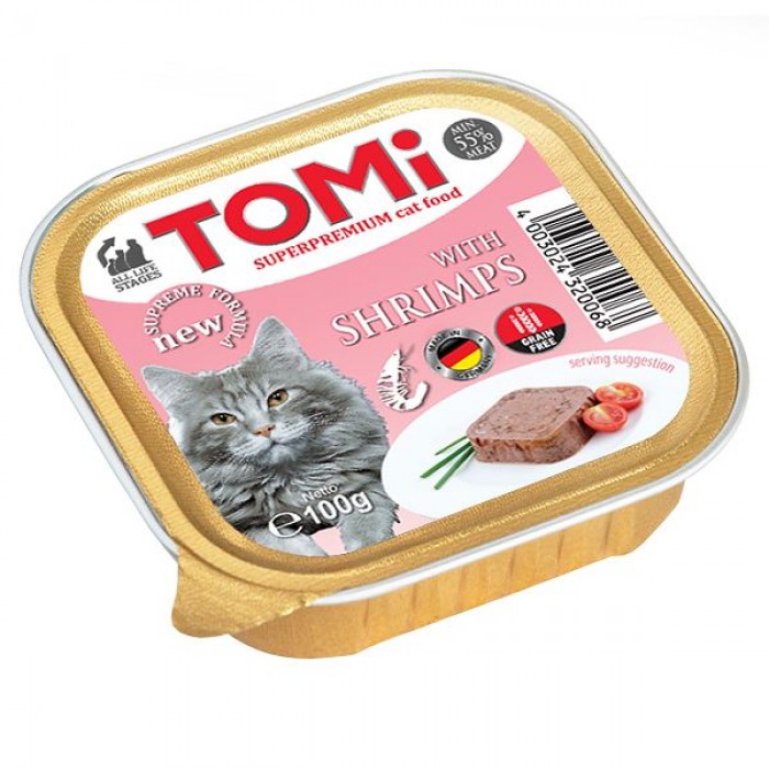 TOMI SHRIMPS паштет для котов с креветкой 100г*32шт
