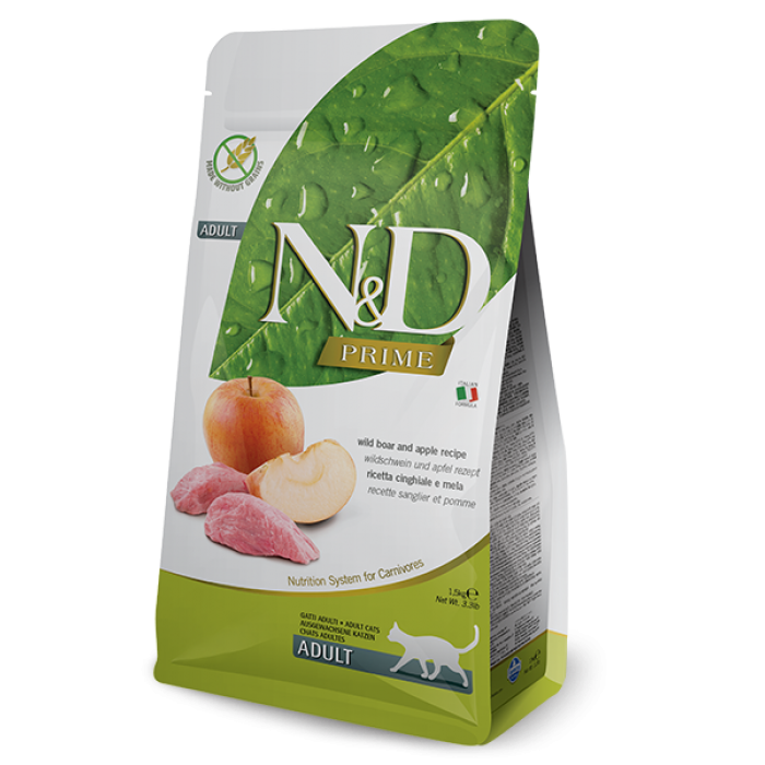 Farmina N&D беззерновой сухой корм для взрослых кошек с мясом дикого кабана и яблоком 0,3 кг