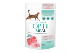 Optimeal Adult Cats Sterilised влажный корм с говядиной и индейкой в желе 85 г