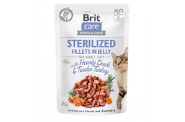 Brit Care Cat pouch філе з качкою та  індичкою в желе для стерилізованих котів 85g