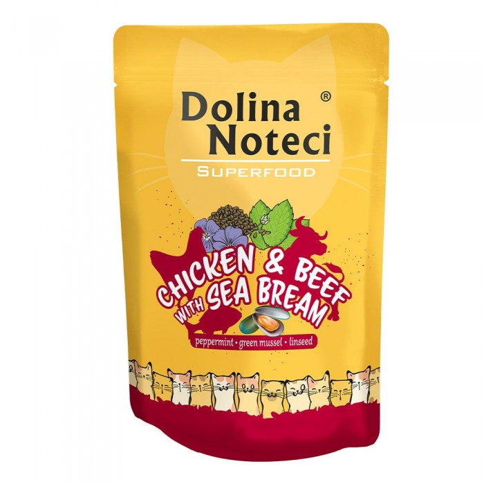 Dolina Noteci Superfood с курицей, говядиной и дорадо для кошек 85 г