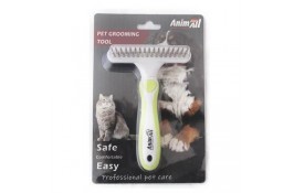 AnimAll Groom двухрядная расческа-грабли для животных (зеленая)