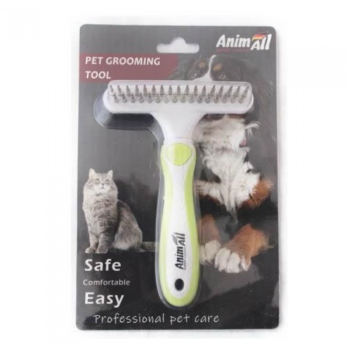 AnimAll Groom дворядний гребінець-граблі для тварин (зелений)