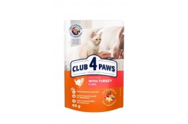 Club 4 Paws Premium влажный корм для котят с индейкой в желе 80г*24шт