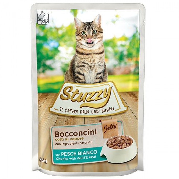 Stuzzy Cat White Fish влажный корм для котов с рыбой в желе 85г*24шт