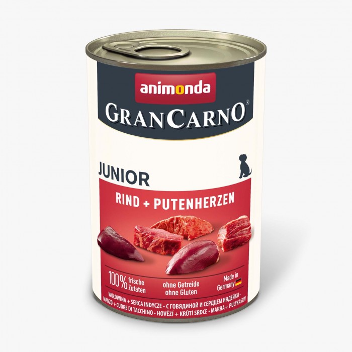 Animonda GranCarno Junior Beef + Turkey hearts вологий корм з яловичиною та індичкою для цуценят 400 г