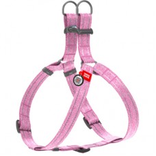 Collar WAUDOG Re-cotton светоотражающая шлея с QR паспортом для собак (розовая) M
