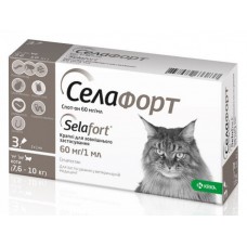 KRKA Селафорт Спот-он капли от блох, клещей и гельминтов для кошек от 7,6 -10 кг (1 пипетка 1 мл)