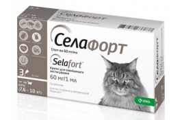 KRKA Селафорт Спот-он капли от блох, клещей и гельминтов для кошек от 7,6 -10 кг (1 пипетка 1 мл)