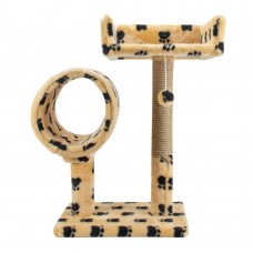 Пухнастики когтеточка для котов с диваном и туннелем (джут) бежевая с лапками 56×38 см