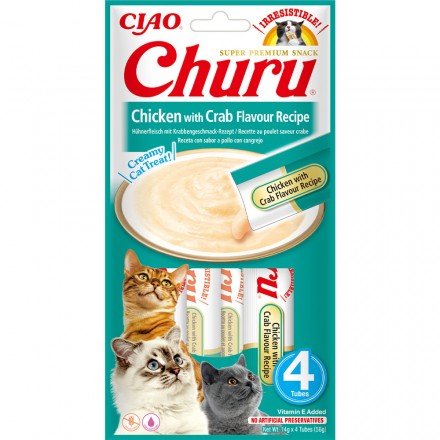 INABA Churu лакомство для кошек сливочный мусс с курицей и крабом 4 шт*14 г