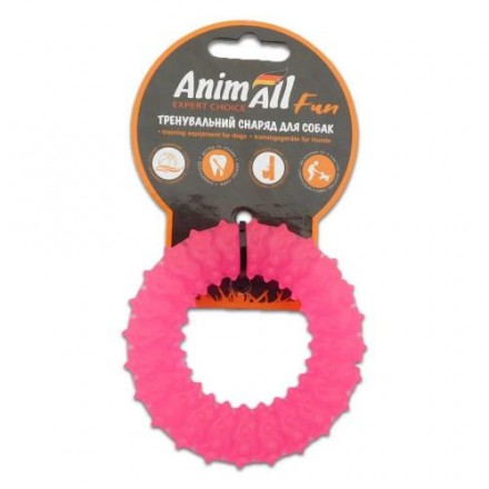 AnimAll Fun іграшка для собак "Кільце з шипами" (коралова) 9 см​