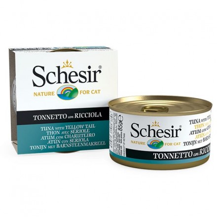 Schesir Tuna with Yellow Tail вологий корм для дорослих котів з тунцем та жовтохвостом в желе 85 г