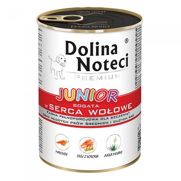 Dolina Noteci Premium влажный корм для щенков с говяжьим сердцем 400 г