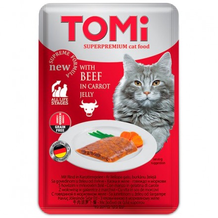 TOMI BEEF IN CARROT JELLY влажный корм для кошек с говядиной в морковном желе 100г*20шт