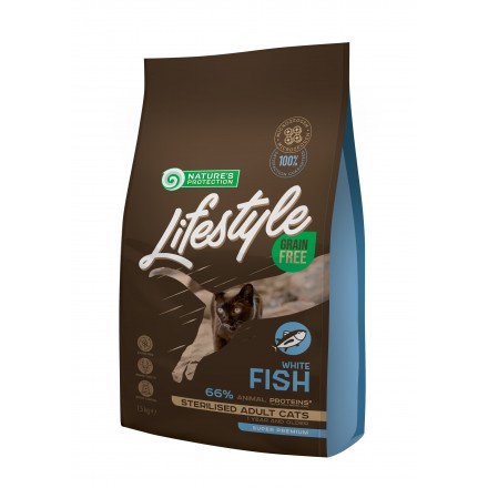 Lifestyle Grain Free Fish Sterilised Adult Cat для котов с белой рыбой 1,5кг