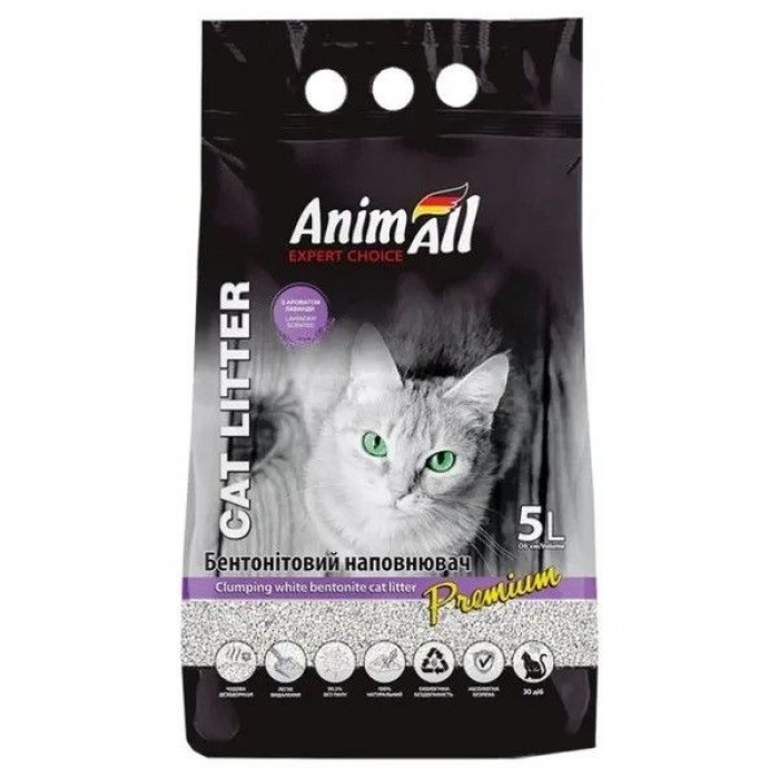 AnimAll Premium Lavender бентонітовий наповнювач для котів з ароматом лаванди 5 л
