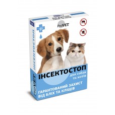 ProVET Інсектостоп протипаразитарні краплі для котів та собак (6 піпеток по 0,8 мл)