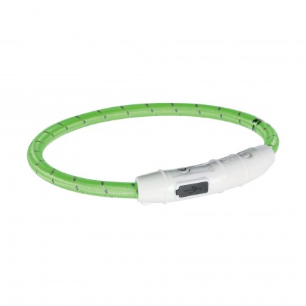 Trixie USB Flash ошейник для собак полиуретановый светящийся (зелёный) M-L 45cм/7мм