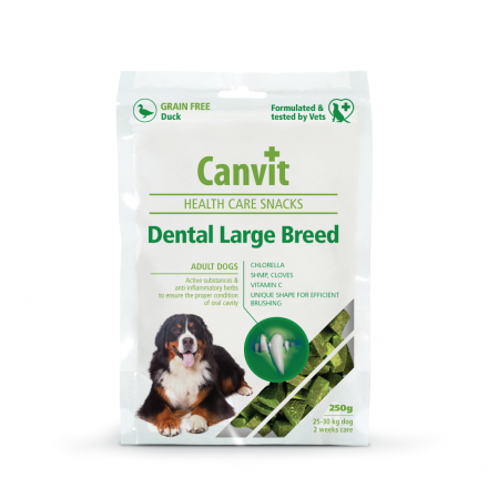 Canvit Dental Large Breed полувлажное лакомство с уткой по уходу за зубами собак 250 г