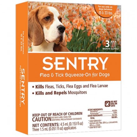 Sentry капли от блох, клещей и комаров для собак от 7 до 15 кг (1,5 мл)