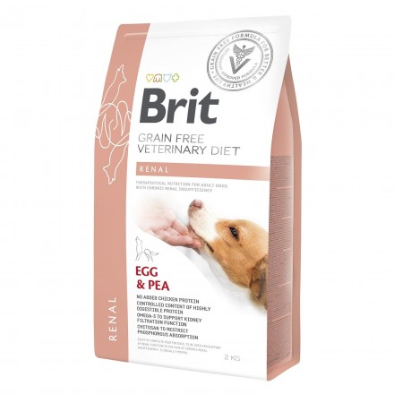 Brit GF VetDiets Dog Renal сухий корм для собак з захворюванням нирок з яйцем, горохом та гречкою 2 kg 