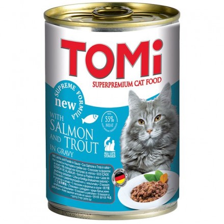TOMI SALMON TROUT влажный корм для котов с лососем и форелью в соусе 400 г