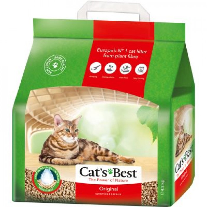 Cat's Best Eko Plus ORIGINAL древесный комкующийся наполнитель для котов без аромата 10л