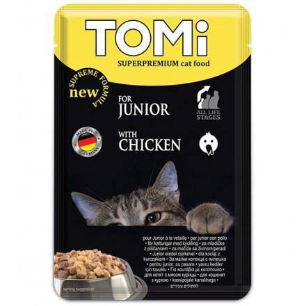 TOMI SUPERPREMIUM JUNIOR влажный корм для котят с курицей в соусе 100г*20шт