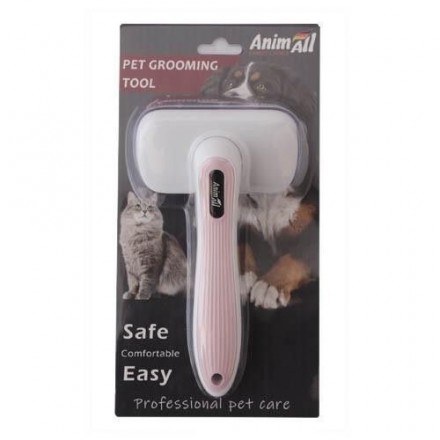 AnimAll Groom пуходерка для тварин з автоматичною системою очищення (рожева)